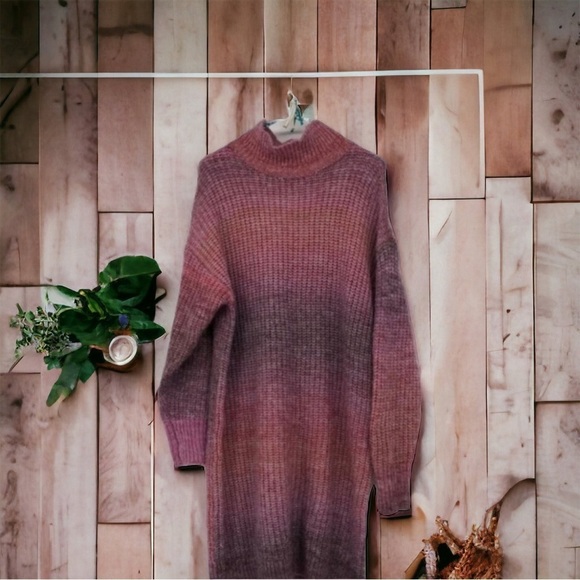 twik Sweaters - Twik by Simon- A Neutral Pink Knitted Mockneck Sweater Dress Sz M-Cosy  -NWOT‌‌